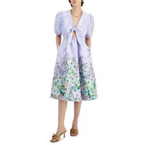 NWOT: INC International Concepts garden print purple cut-out dress, size XS